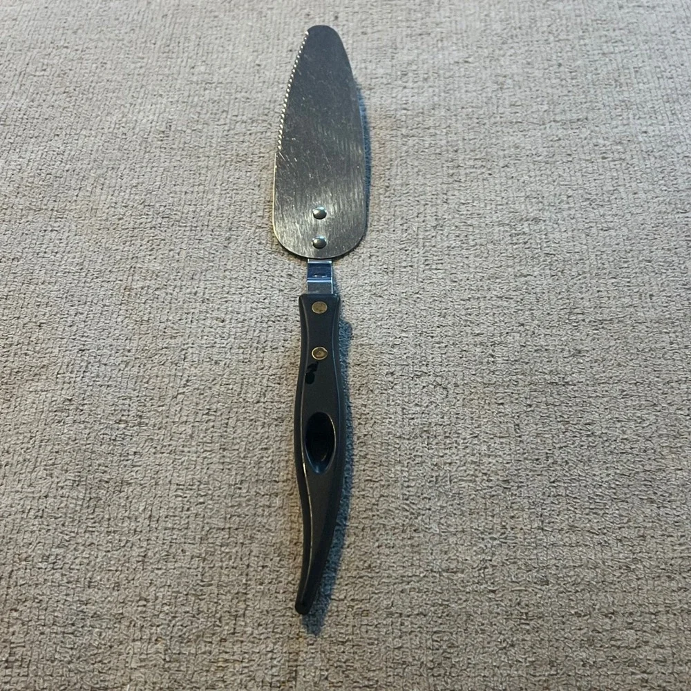 Stanley Stainless USA Pie Cake Server Serrated Edge Black Handle Vintage Utility
